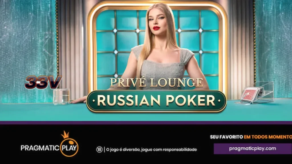 Tampilan visual meja permainan Privé Lounge Russian Poker dengan estetika mewah dan elegan.