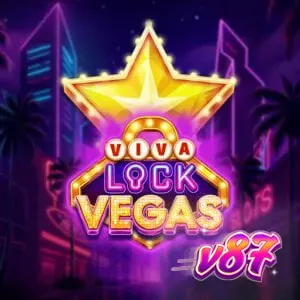 Tampilan visual mesin slot Viva Lock Vegas dengan simbol buah neon dan jackpot ladder.